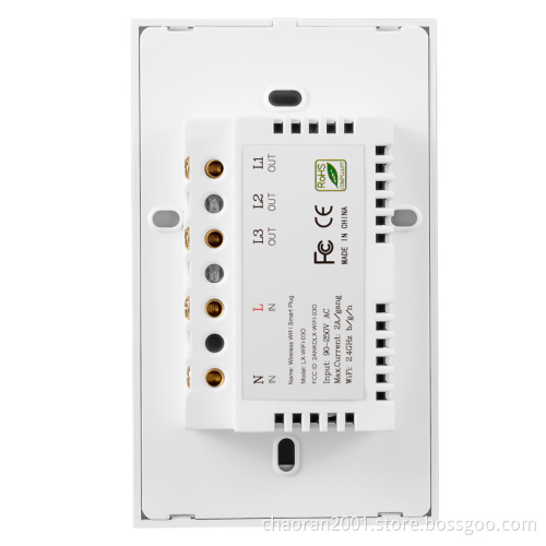 Wireless Smart Touch Wall Control Light Switch With 3 Gang Touch Panel US Standard Home Automation Remote Control